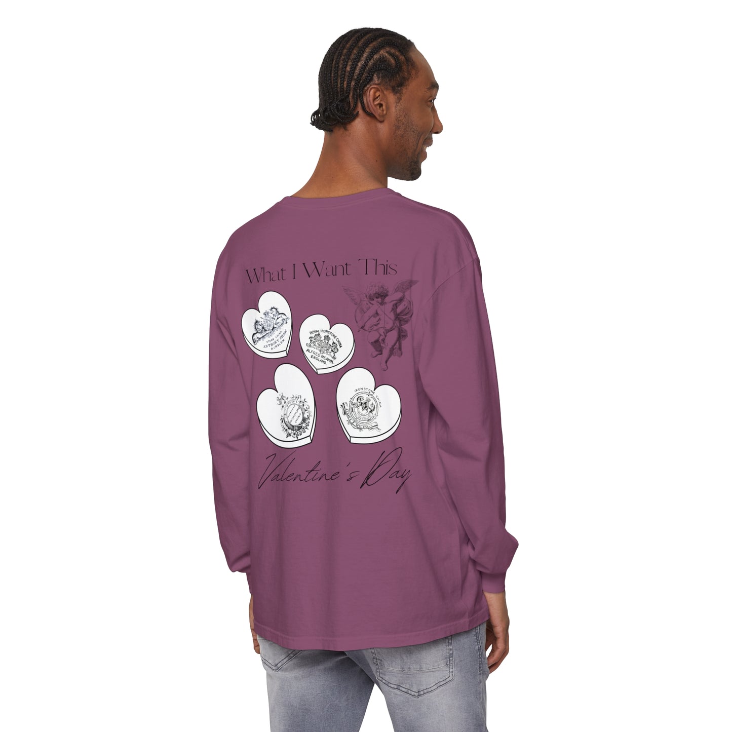 Antique Ironstone Valentine Candy Heart Comfort Color Long Sleeve Tee Shirt