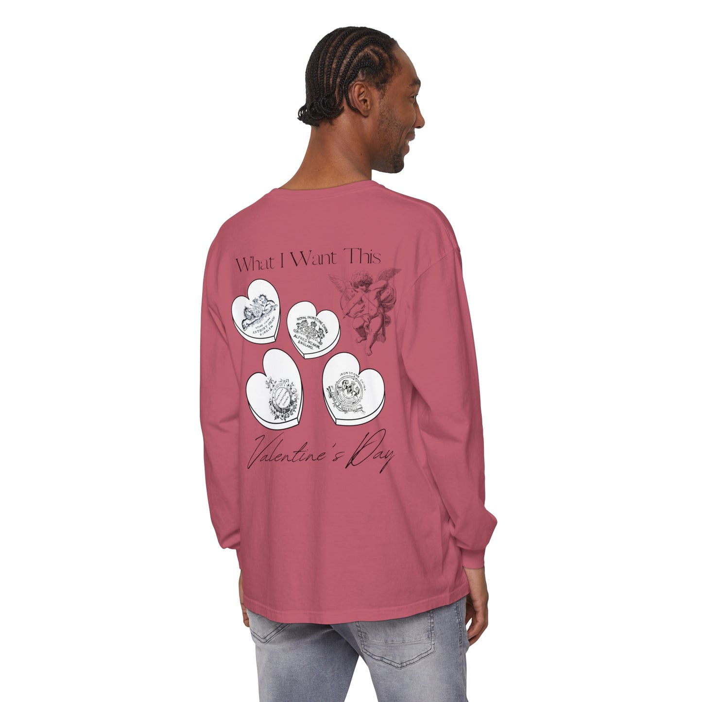 Antique Ironstone Valentine Candy Heart Comfort Color Long Sleeve Tee Shirt