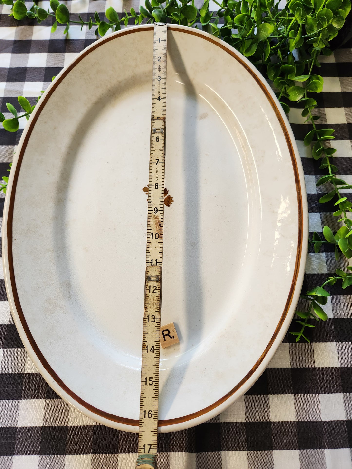 16.5 in Oval Anthony Shaw Tea Leaf Ironstone Platter