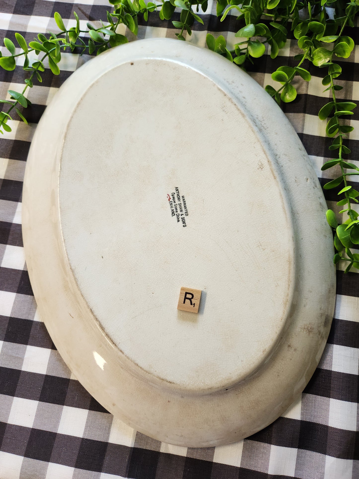 16.5 in Oval Anthony Shaw Tea Leaf Ironstone Platter